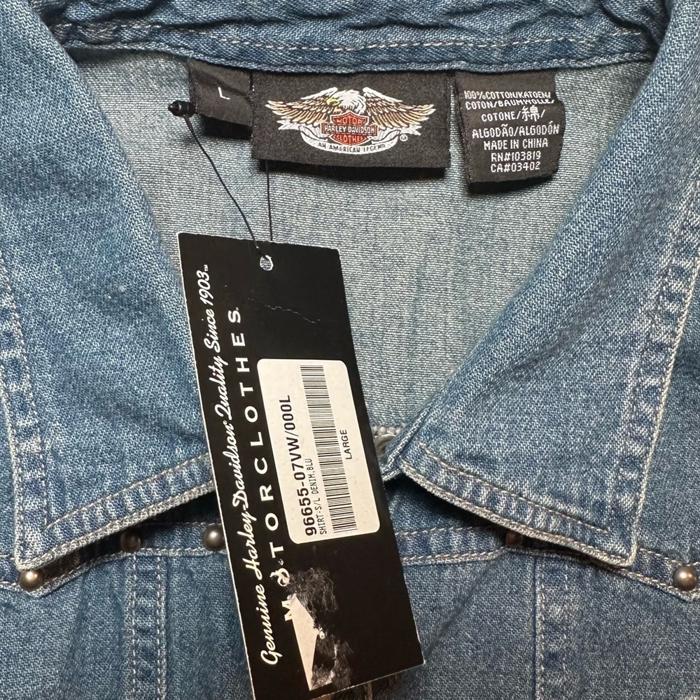 NWT Harley Davidson Motorcycles Denim Vest Vintage Inspired Americana Women’s L - Picture 5 of 5
